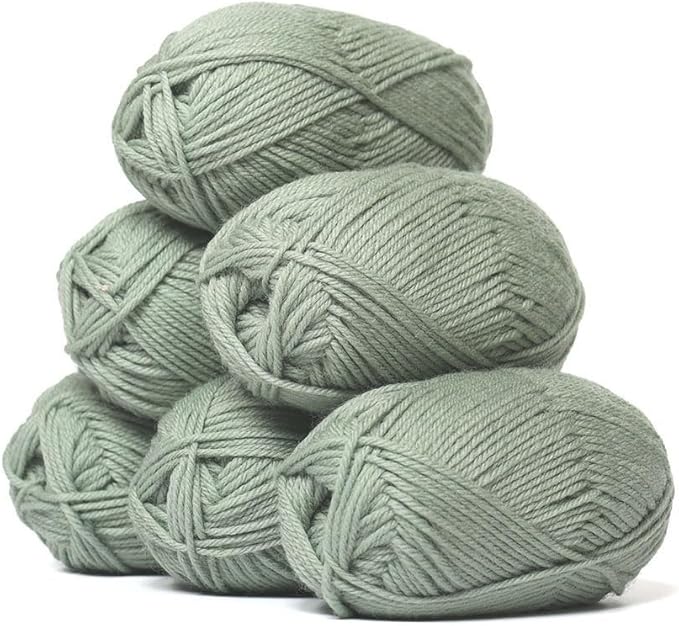 Alpaca Warehouse 100% Pure Wool Yarn Superwash Set of 6 Skeins (300 Grams) DK Weight - Sourced Directly from Peru - Heavenly Soft and Perfect for Knitting and Crocheting (Sage Green - 6 Skeins)