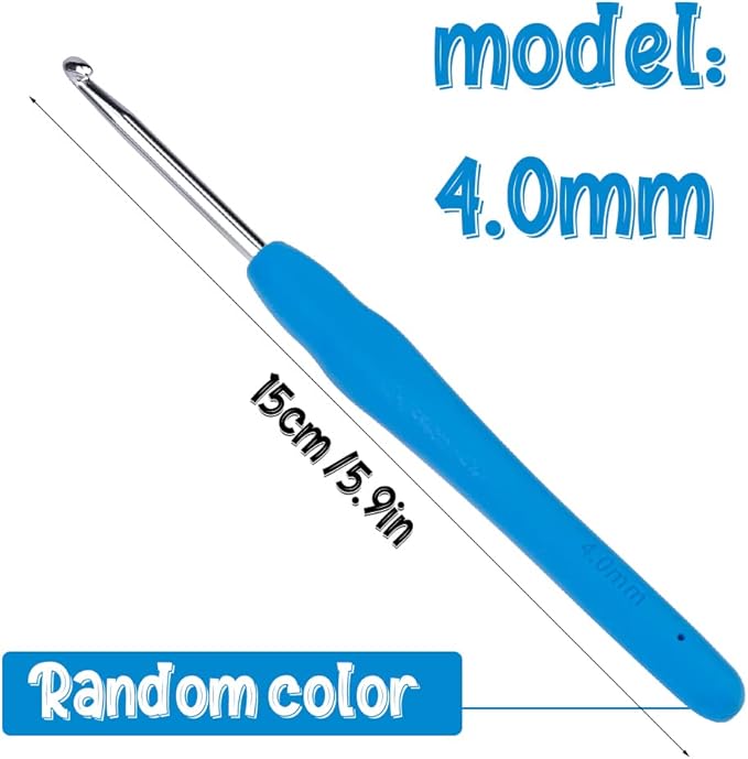 Crochet Hook, 4.0 mm Ergonomic Crochet Hook, Crochet Needles for Arthritic Hands, Knitting Needles with Soft Handle Beginners and Experienced Hobbyists (4.0 mm)