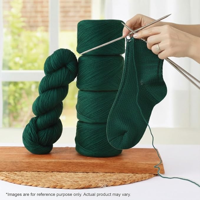 KnitPro Symfonie Fingering Weight Hand Dyed Semi-Solid Yarn Skein | Extra Fine Merino Wool & Polyamide Blend for Knitting & Crocheting, Oeko-TEX Certified 400m, 100g | Terra Deep Emerald