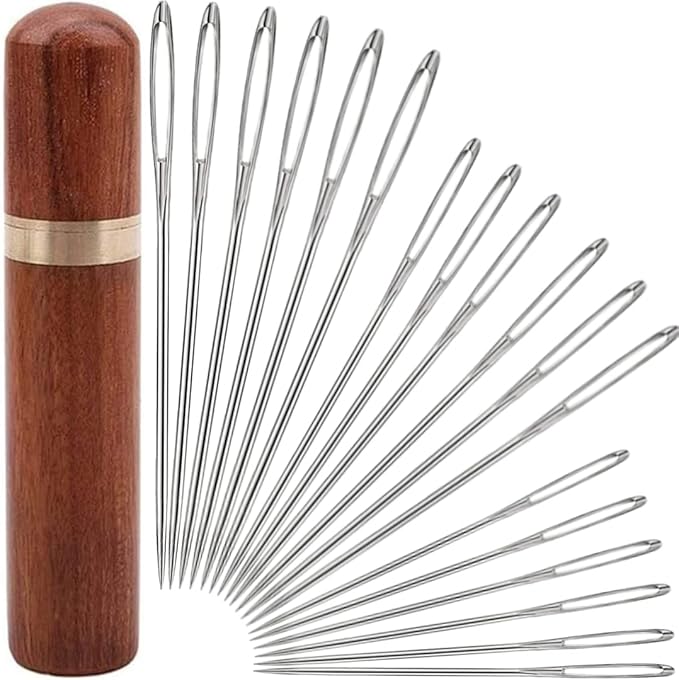 Yklbpd 18 Pieces Large Eye Sewing Needles, Handmade Yarn Knitting, Sharp Stainless Steel Embroidery Thread Needle for Leather and Tapestry