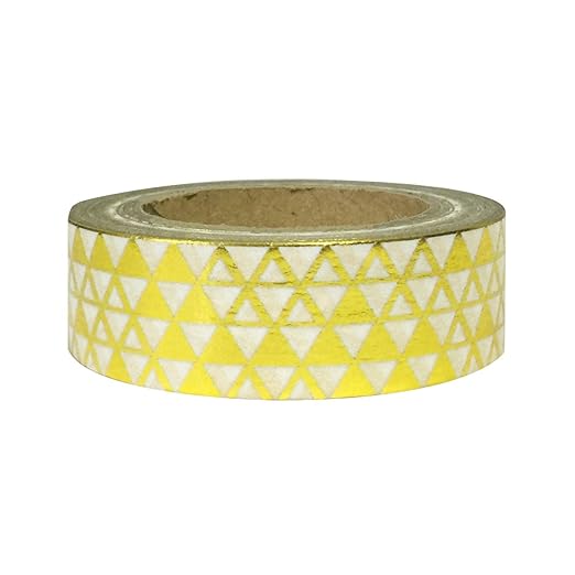 Wrapables Colorful Washi Masking Tape, Metallic Gold Pyramids