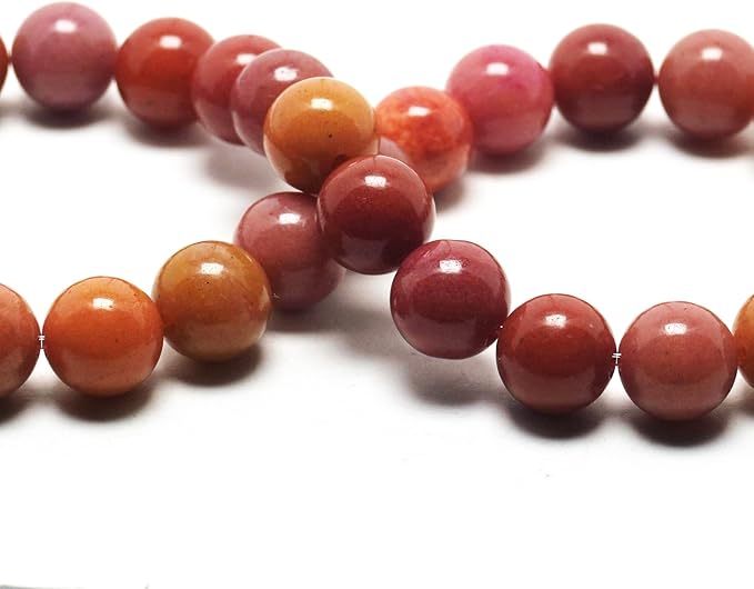 10mm Jade Stone Beads for Jewelry Making - Gemstone Round Loose Beads for Bracelets(35-38pcs, Red Alashan)
