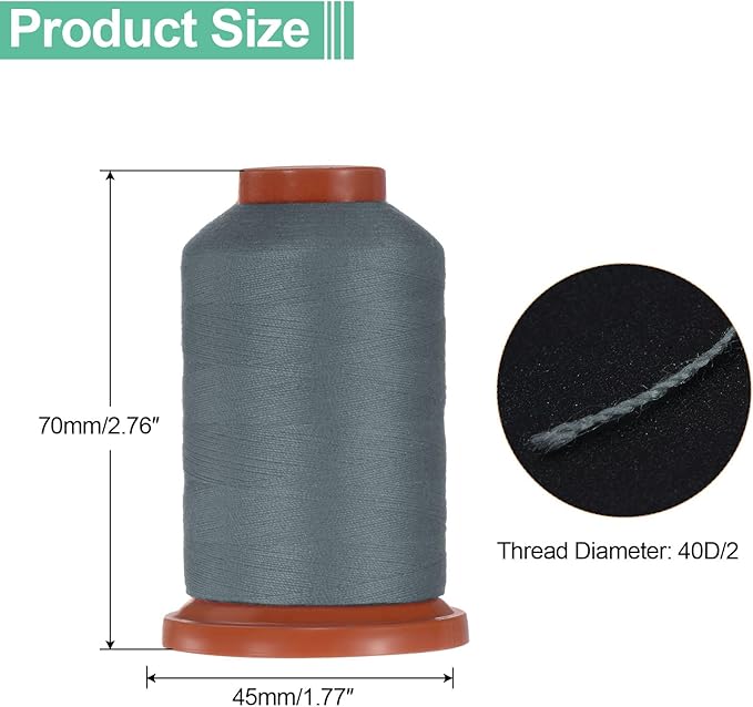 uxcell 40D/2 Sewing Thread 1100 Yards Polyester Household Sewing String Hand Stitching Polyester Cord for Clothing Stitching Shoe Bag Repairing DIY Craft Dark Gray