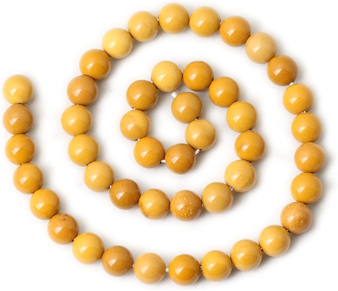 cheavian 45pcs 8mm natural yellow moonkaite jasper gemstone smooth surface round loose beads for jewelry making 1 string 15 inches