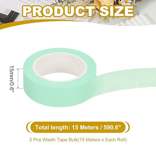PATIKIL 33 Yard Washi Tape, Colored Masking Tape Adhesive Decorative Stickers for DIY Craft Art Gift Wrapping Journal Scrapbook Planner, Light Green