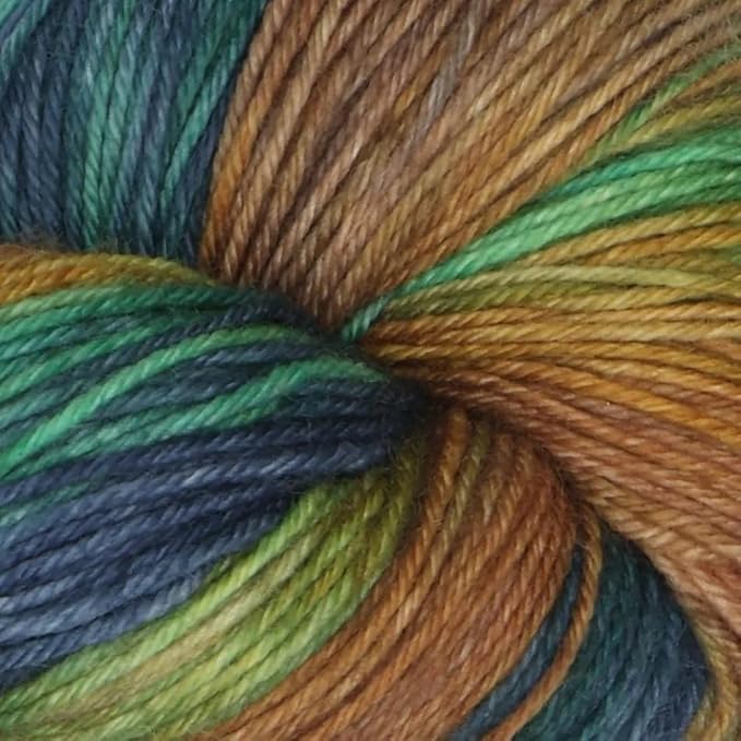 KnitPro Symfonie Fingering Weight Hand Dyed Variegated Yarn Skein | Extra Fine Merino Wool & Polyamide Blend for Knitting & Crocheting, Oeko-TEX Certified 400m, 100g | Terra Riverbank