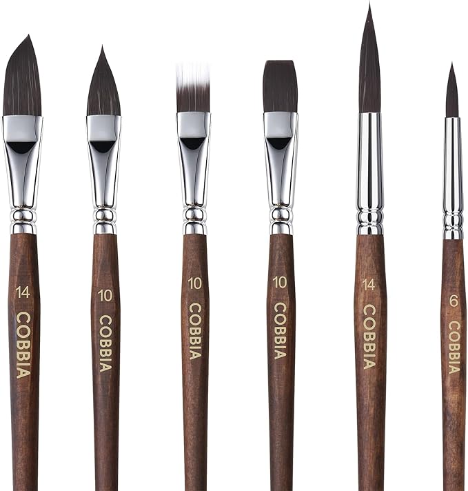 Watercolor Brushes Professional, Paint Brush Set Variety Shapes with Flat, Round Pointed, Dagger, Cat's Tongue Oval Wash Perfect for Watercolor Gouache Acrylic Inks Painting