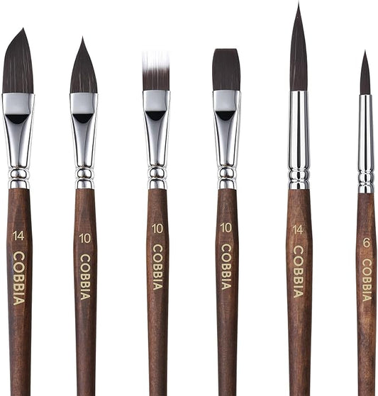 Watercolor Brushes Professional, Paint Brush Set Variety Shapes with Flat, Round Pointed, Dagger, Cat's Tongue Oval Wash Perfect for Watercolor Gouache Acrylic Inks Painting