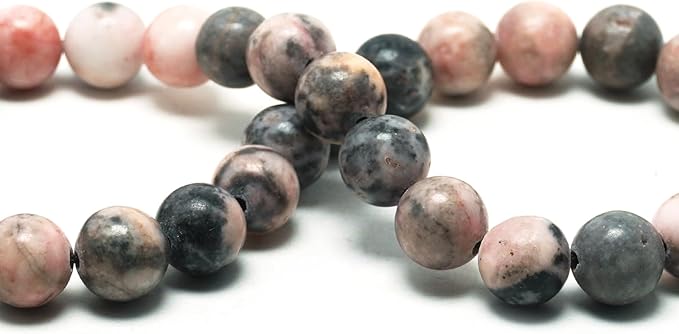 Natural Gemstone Beads for Jewelry Making - 8mm Stone Round Craft Beads for Bracelets(45-48pcs, Pink Zebra Jasper)