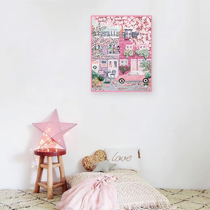 pink store stamped cross stitch kits for beginner, cherry blossom needlepoint counted cross stitch embroidery kits for adults, 11ct dimensions counted cross stitch patterns arts craft kits