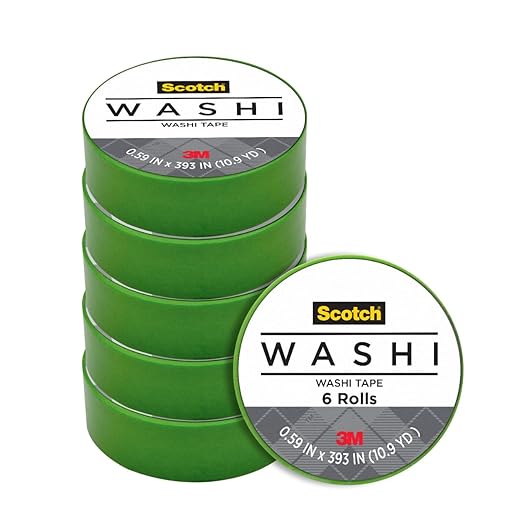 Scotch Expressions Washi Tape, Arts and Crafts Tape, .59 in x 393 in, Green, 6 Rolls