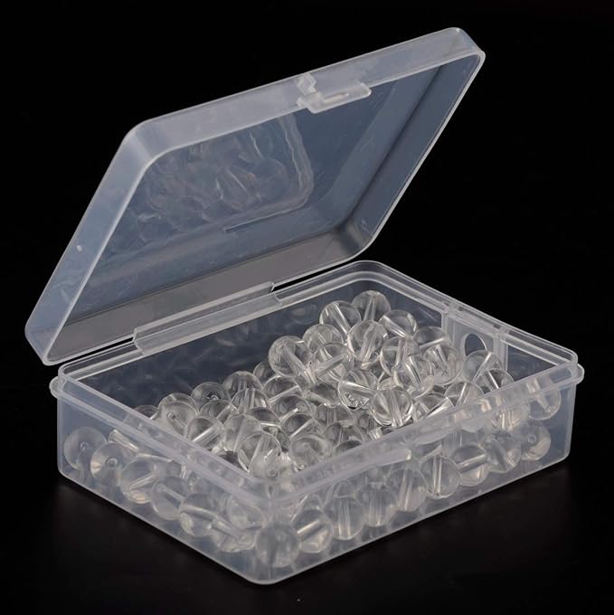 Natural Stone Beads 100pcs 8mm White Clear Crystal Quartz Round Stone Beading Loose Gemstone Hole 1mm DIY Smooth Beads for Bracelet Necklace Earrings Jewelry Making (Clear Crystal Quartz White, 8mm)