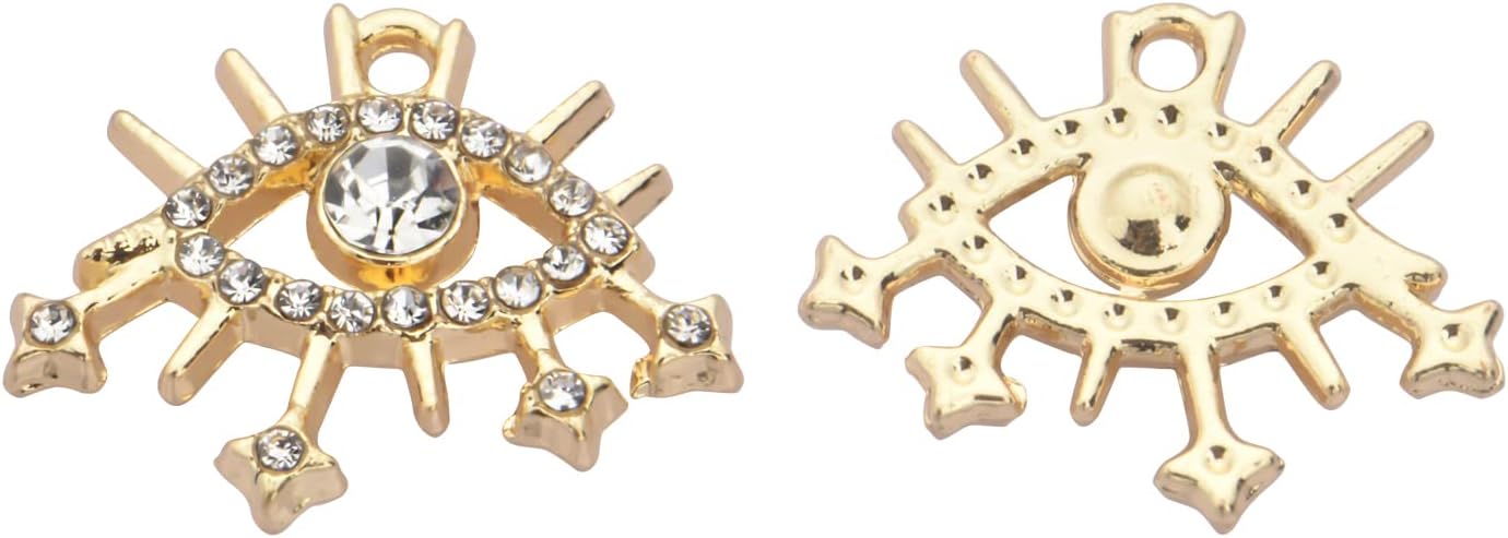 Pack of 20 Rhinestone Charms Gold Plated Pendants Pave Crystal Accessories for Necklace Bracelet Jewelry Making DIY Crafting
