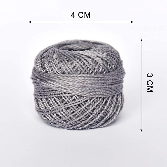 Colored BIRDCrochet Thread, Size 8 Crochet Yarn，2 Ply Cotton Yarn, 10 Balls (Grey Series)