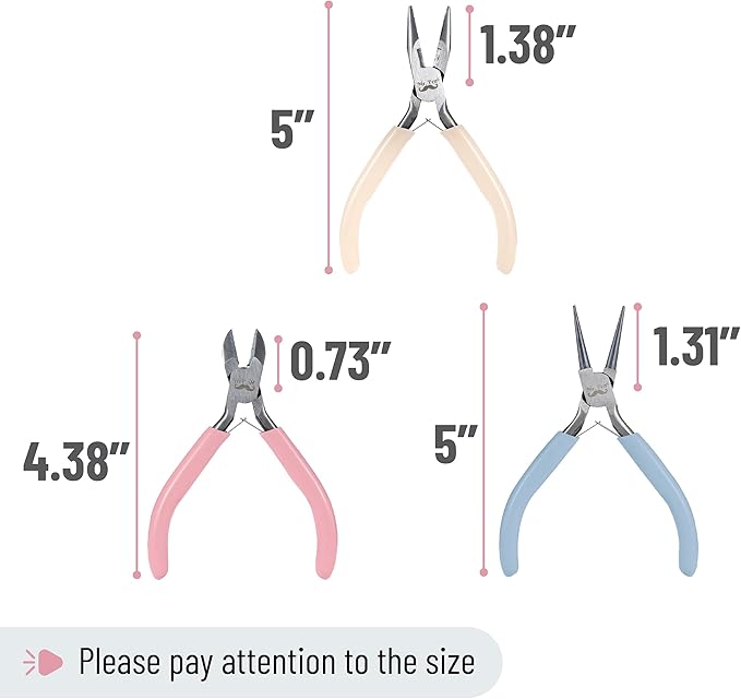 Mr. Pen- Jewelry Making Kit, 3 Pack Pastel Color Pliers, Mini Wire Cutters, Chain Nose and Craft Pliers for Earrings and Jewelry