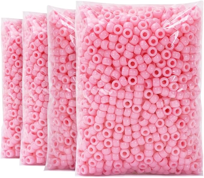 praisebank pony beads, 4000pcs pink, beads for jewelry making, beads for crafts, beads for hair braids.