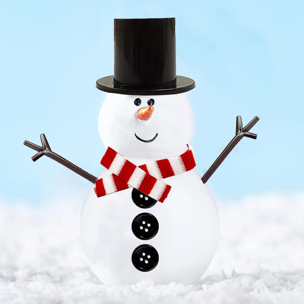 Haawooky 540 Pcs Snowman DIY Crafts Kit,Snowman Crafts with Black Hats,Carrot Noses Buttons,Tiny Buttons,Trigeminal Hands and Colorful Scarfs,Build a Snowman Kit Christmas Party Supplies for Adults