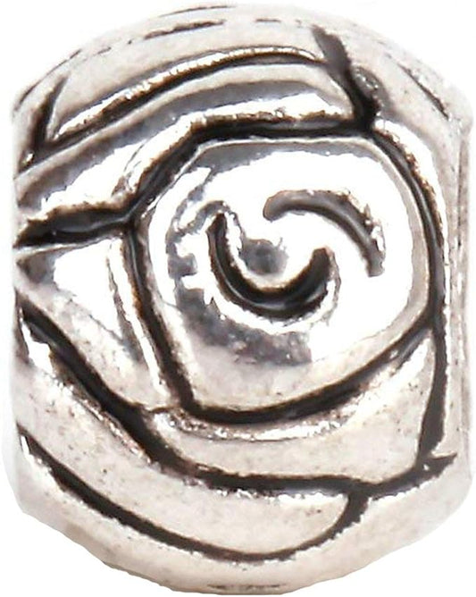 RUBYCA 30pcs Tibetan Silver Tone Spacer Beads Fit European Charms Bracelet Art Rose Design