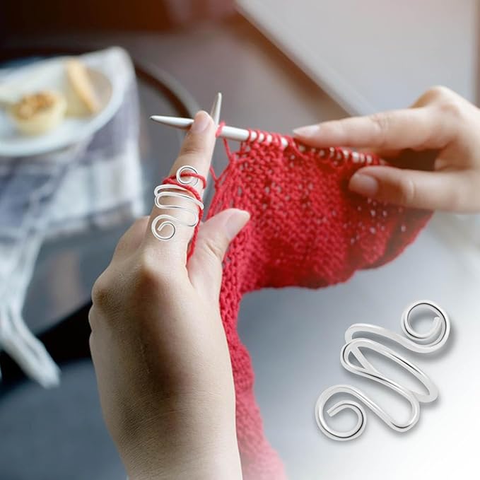 5 Pcs Crochet Ring Handmade Crochet Tension Ring Handmade Yarn Ring for Crocheting Adjustable Crochet Ring Knitting Crochet Rings for Finger Gifts for Mom Crocheters Knitters Good Knitting Companion