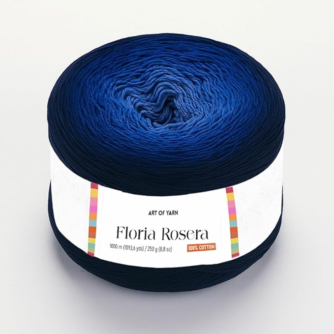 Floria Rosera Ombre 100% Cotton 250g (8.80oz) 1094 Yards Fine 1 Vibrant Multicolor Rainbow for Crochet Knitting Amigurumi Crafts Ideal for Spring Summer Projects Thick Soft