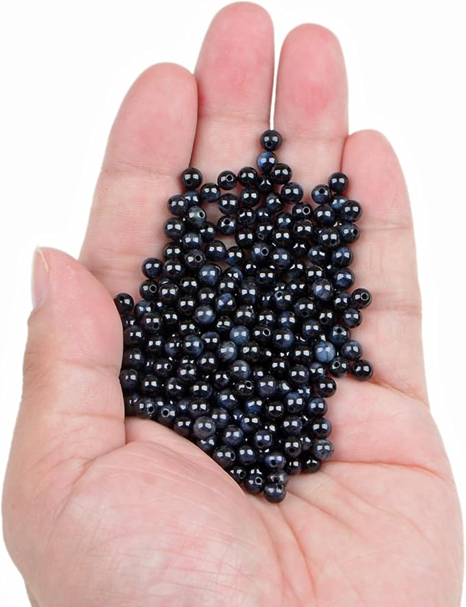 bymitel 210pcs crystal beads stone gemstone round energy healing loose beads with stretch cord for jewelry making bracelets anklets (dark blue tiger's eye, 4mm 210pcs)