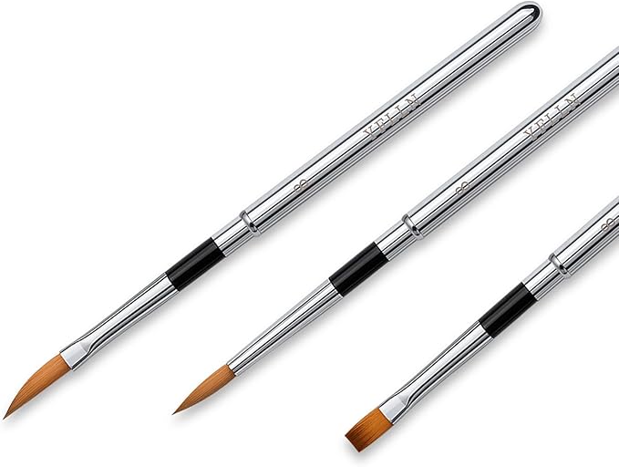 Travel Watercolor Brushes, 3pcs Watercolor Travel Brushes with Leather Pouch - Fine Point Rounds Dagger Flat for Watercolor Gouache Ink Painting