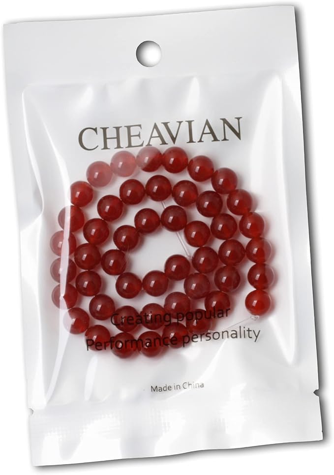 45PCS 8mm Natural Red Agate Gemstone Round Loose Beads for Jewelry Making 1 Strand 15"