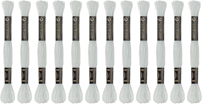 HARFINGTON 12 Skeins Embroidery Floss 8.75yds(8m) Egyptian Long-Staple Cotton Cross Stitch Thread for Sewing DIY Bracelet Yarn String and Crafts, Mint Cream(6001)