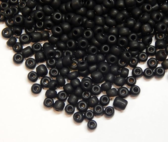 Perlin Glass Seed Beads 4mm 6/0 Round 1100pcs Mini Small Pony Spacer Beads Kit for Jewelry Making Earrings Bracelets Pendants Waist DIY Handmade (Black Frosted)