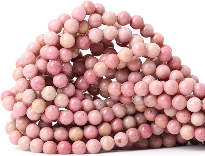 cheavian 60pcs 6mm natural rhodochrosite gemstone smooth round loose beads for jewelry making diy findings 1 strand 15"