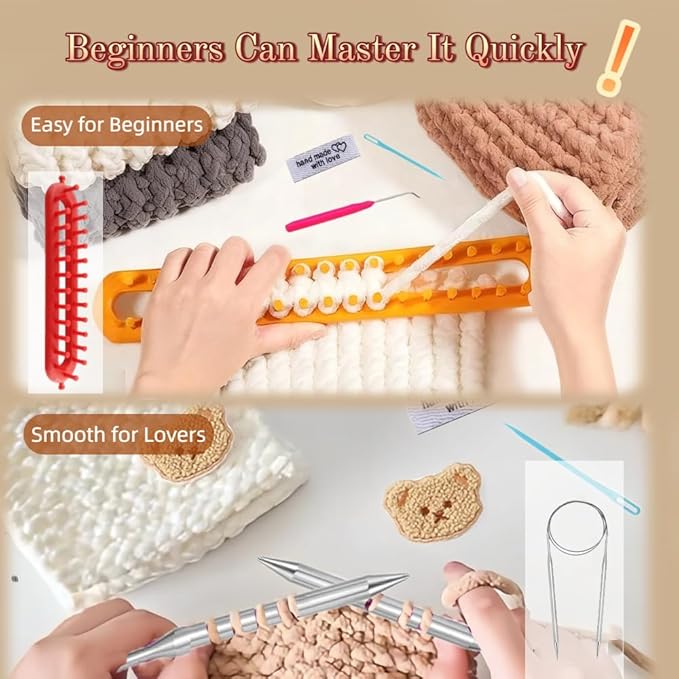 yarniss scarf knitting kits for beginner with video tutorial,knitting loom kit with plush yarn & circular needle,best gift