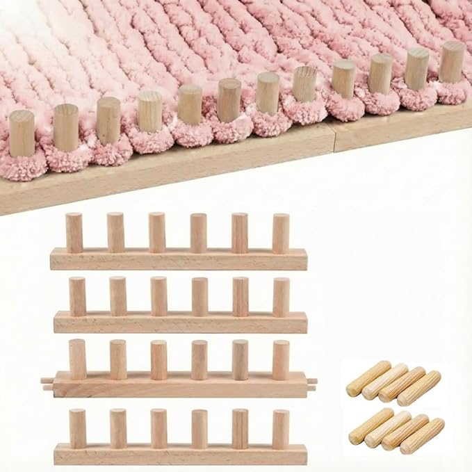Anpyxun 48'' Chunky Yarn Loom for Blankets, Adjustable Blanket Loom for Chunky Yarn for Hand Knitting, DIY Wooden Weaving Loom for Making Cozy Throw Blankets, Beginner Friendly Craft Project