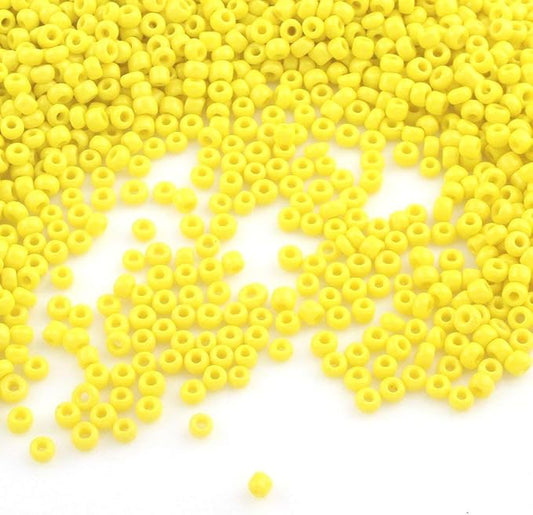 Perlin Glass Seed Beads 2mm 11/0 Round Mini Small Pony Beads 6500pcs for Making Earrings Bracelets Pendants Waist Jewelry DIY Handmade Opaque Color Kit (Yellow)