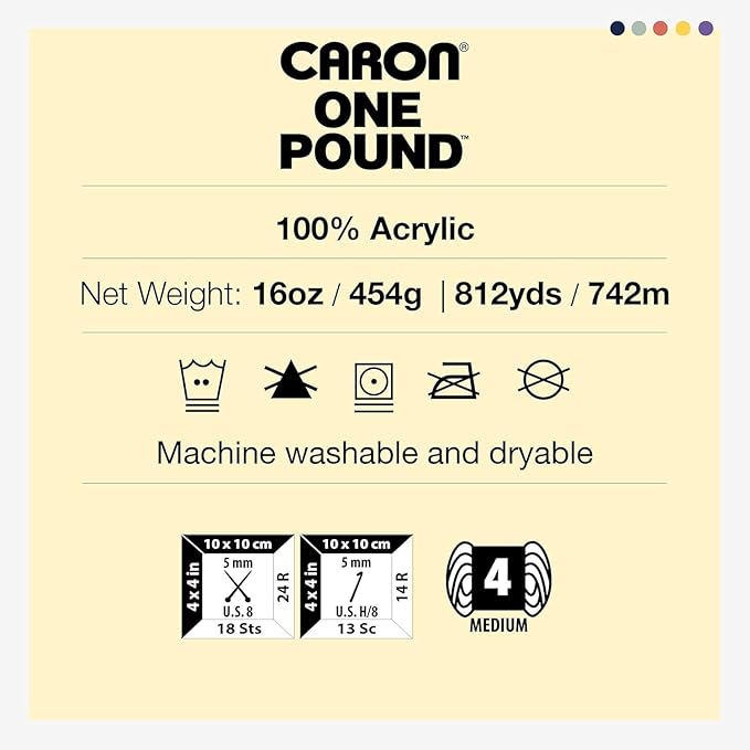 Caron One Pound Solids Yarn, 16oz, Gauge 4 Medium, 100% Acrylic - Lilac- For Crochet, Knitting & Crafting ( 1 Piece )