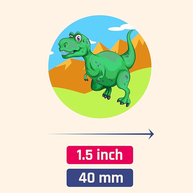 dinosaur stickers for kids, 1.5" - 20 sheets, 200 stickers