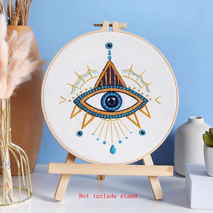 konrisa 3 pcs embroidery kits with tarot cards and eyes pattern, stamped embroidery starter kit for beginners adults needlepoint kits diy sewing cross stitch practice kit home decoration
