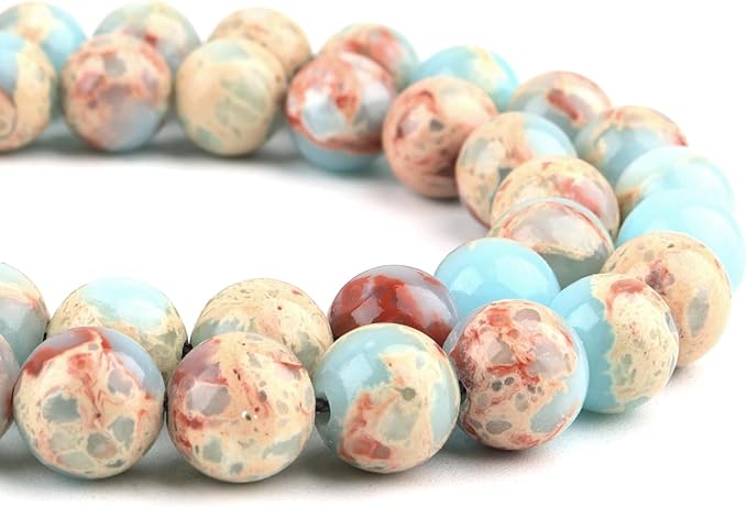 6mm Natural Stone Beads for Jewelry Making - Gemstone Round Loose Beads for Bracelets(58-62pcs, Sky Jasper)