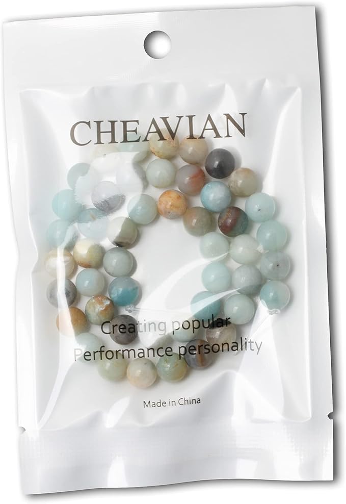 cheavian 45pcs 8mm natural mix color amazonite gemstone round loose beads stone beads for jewelry making diy 1 strand 15"