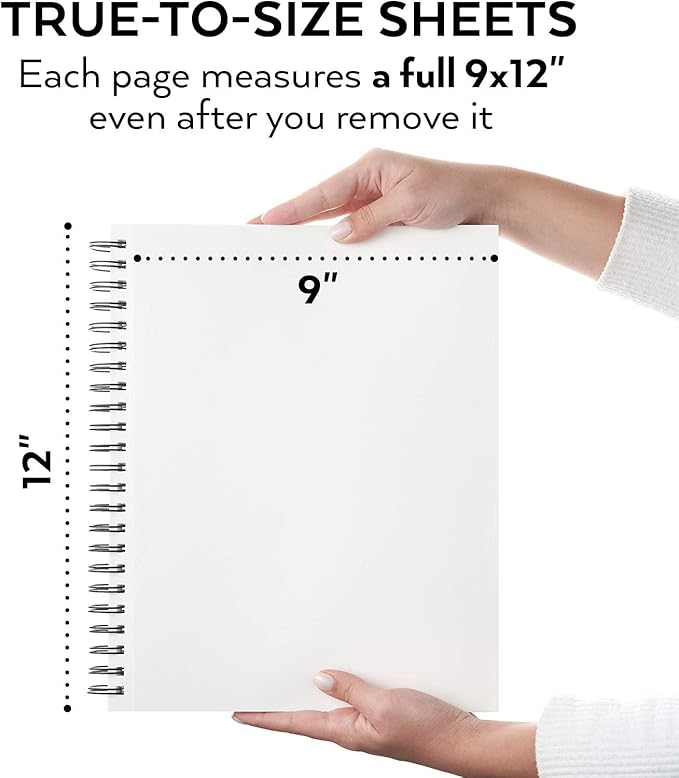 ARTEZA Sketch Book 2-Pack, 9x12 Inches – 200 Sheets, Spiral Bound, 68 lb Acid-Free Drawing Pad for Adults, Teens & Artists for Sketching