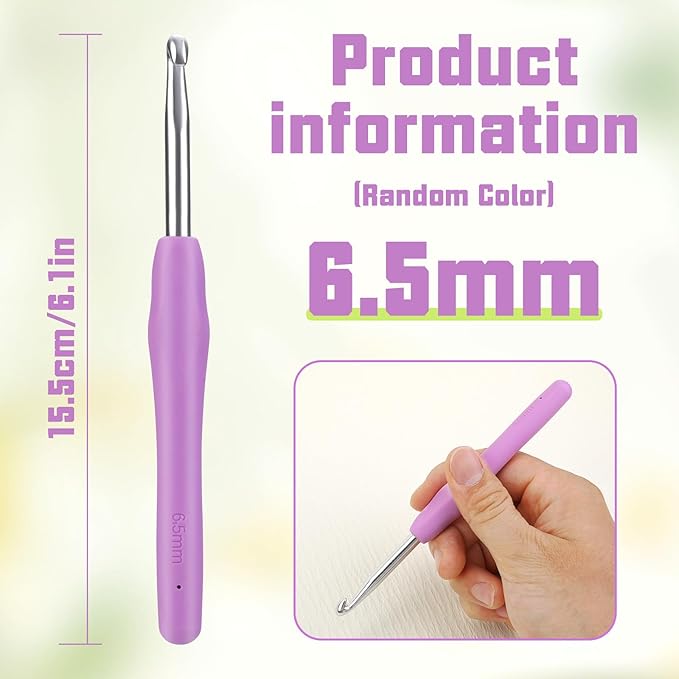 Crochet Hook, 6.5 mm Ergonomic Crochet Hook, Crochet Needles for Arthritic Hands, Knitting Needles with Soft Handle Beginners and Experienced Hobbyists (6.5 mm)
