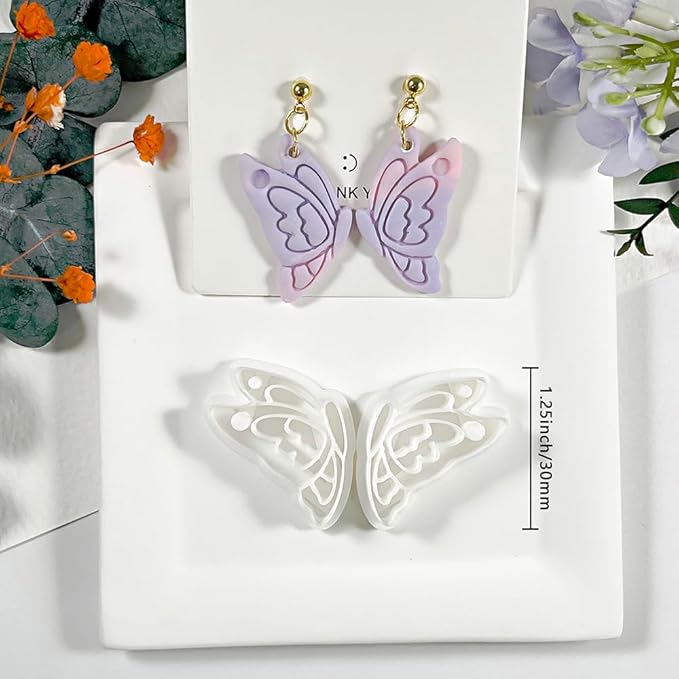 Xaekicr Butterfly Wings Polymer Clay Cutters – Clay Cutters for Earrings Making, Polymer Clay Molds for Jewelry DIY, Clay Tools for Handmade Crafts