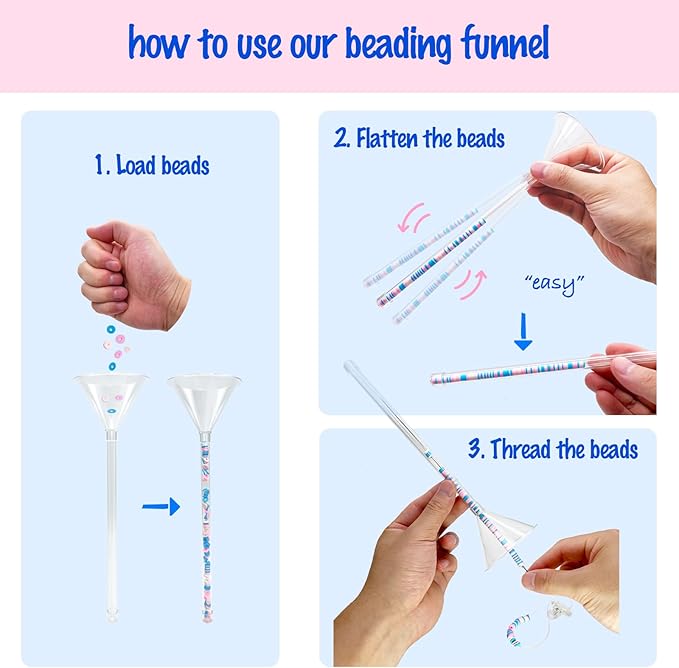 Xmada Beading Funnel - Bead Making Kit with 2 PCS Tools, Needles for Jewelry Making, Bracelets, Necklaces