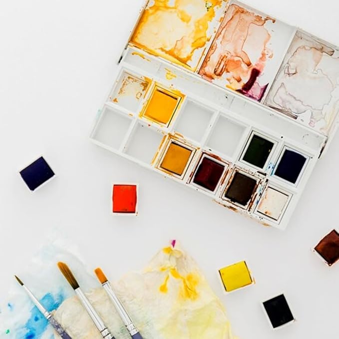 100Pcs Watercolor Half Pans with Magnetic Stripe,White Plastic Empty Artist Paint Pan Kits for DIY Watercolor Oils or Acrylics Painting Travel Tin Case Palette Art Drawing