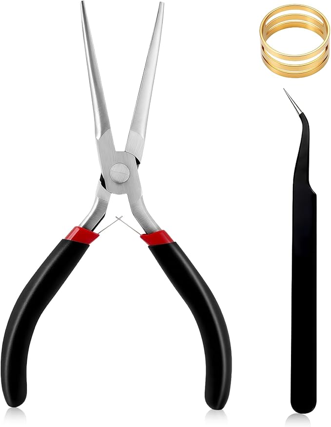 Needle Nose Pliers 6Inch Extra Long Nose Pliers with Comfort Grip Handles Non-Serrated Jaws Mini Small Needle Nose Pliers for Wire Wrapping Handmade Craft Jewelry Making Supplies (Black)