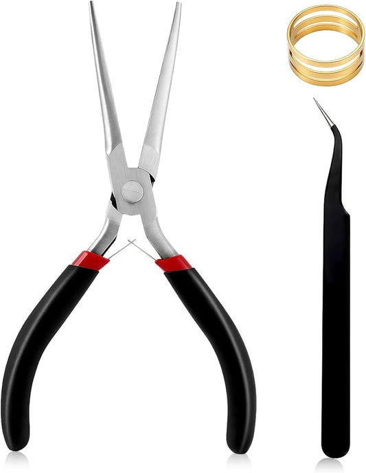Needle Nose Pliers 6Inch Extra Long Nose Pliers with Comfort Grip Handles Non-Serrated Jaws Mini Small Needle Nose Pliers for Wire Wrapping Handmade Craft Jewelry Making Supplies (Black)