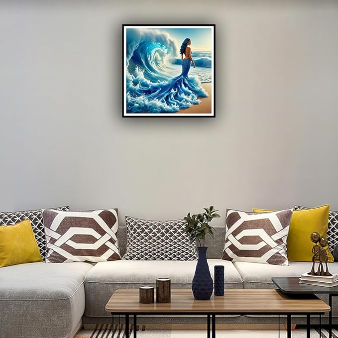 hill froeistung Beauty Diamond Art Painting Kits for Adults, Beach Diamond Art for Beginners, 5D DIY Full Drill Round Gem Art Craft Home Wall Decor Gift 12x12 inch