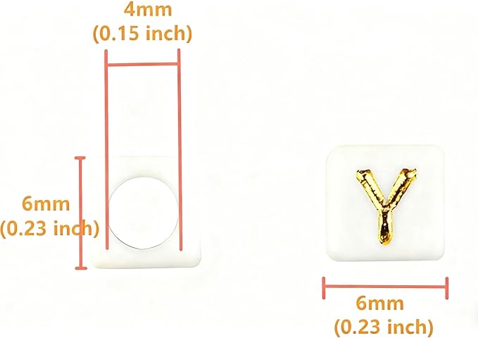 Acrylic Letter Beads Alphabet Gold Letters White Cube Bead, 6×6mm 900pcs, Friendship Bracelets Letters Beads Jewelry Making Bulk