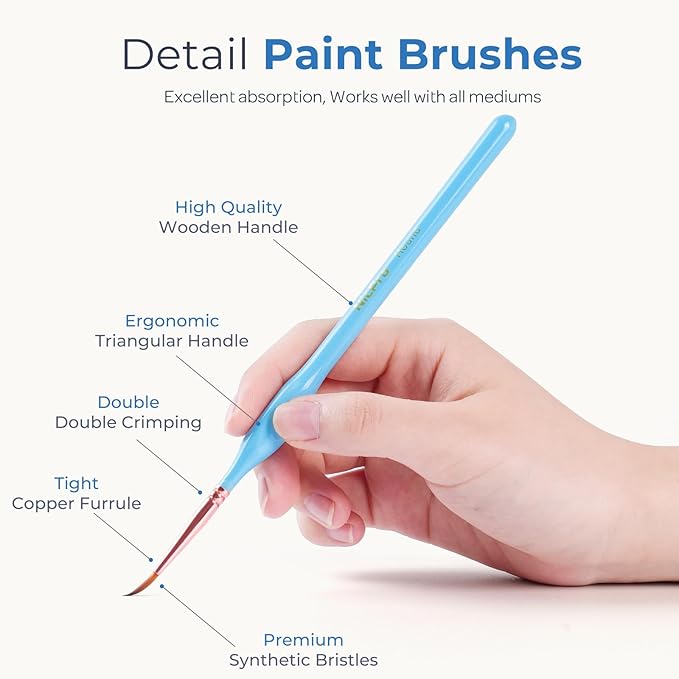 Nicpro 12PCS Fine Detail Paint Brush Drybrush Set, Aesthetic Pastel Fine Tip Miniature Paint Brushes for Acrylic Oil Watercolor, Crafts, 40K Models, Miniatures, Rock Painting, Paint by Numbers