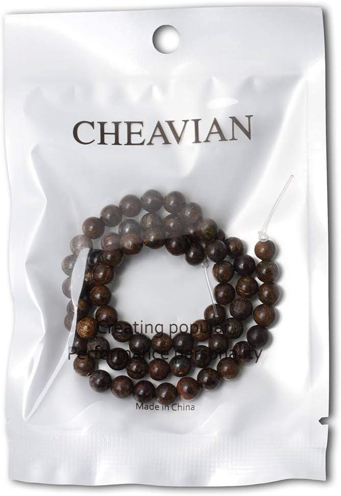 cheavian 60pcs 6mm natural bronzite gemstone round loose beads for jewelry making diy handmade 1 strand 15"
