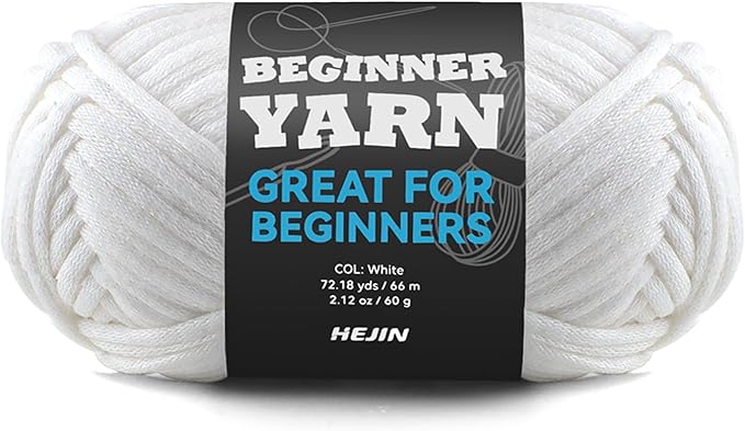 60g White Yarn for Crocheting and Knitting;66m (72yds) Cotton Yarn for Beginners with Easy-to-See Stitches;Worsted-Weight Medium #4;Cotton-Nylon Blend Yarn for Beginners Crochet Kit Making